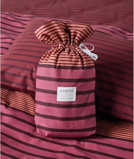 Kentia Versus Double Bed Sheet Set with Fitted Sheet 160x200+35cm Burgundy - Dark Red - Orange (4pcs)