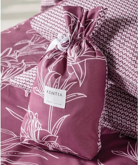 Kentia Saporo King Size Bed Sheet Set 270x270cm Bordeaux - Pink (4pcs)