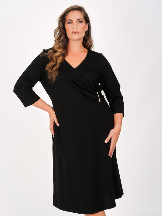 Midi-Wickelkleid Schwarz