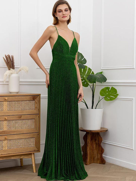 Maxi Βραδινό Φόρεμα Πράσινο/μάυρο