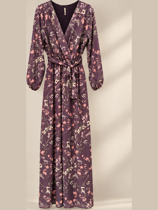 Maxi-Hemdkleid mit Wickeloptik Braun Floral Dress BR