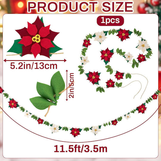 Ghirlandă de Crăciun Florală din Material Textil Roșu Ghirlandă de Crăciun Florală din Material Textil Roșu