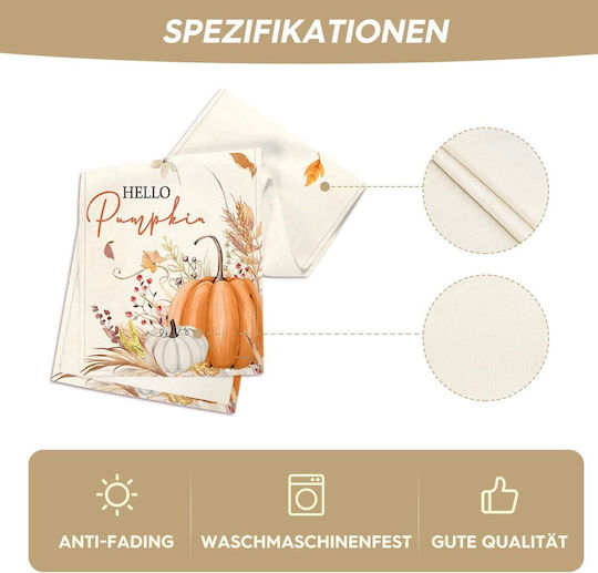 Tischläufer Herbst Kürbisse Blumen Blätter 40 x 240 cm Orange