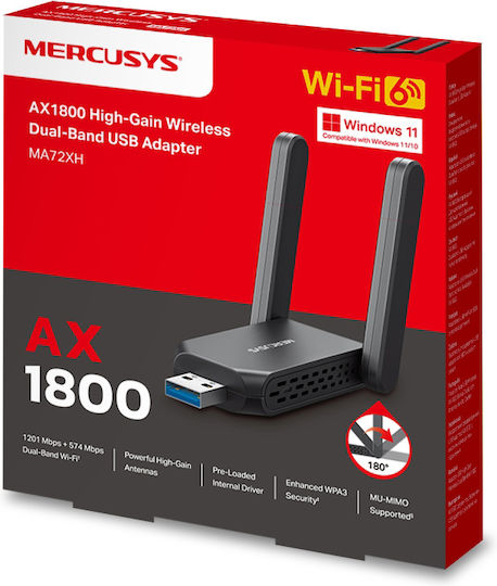 Mercusys Ma72xh Αντάπτορας Δικτύου USB με Ασύρματη Σύνδεση Wi-Fi