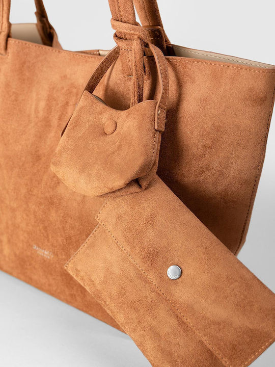 Damen-Tote-Tasche aus Wildleder Braun