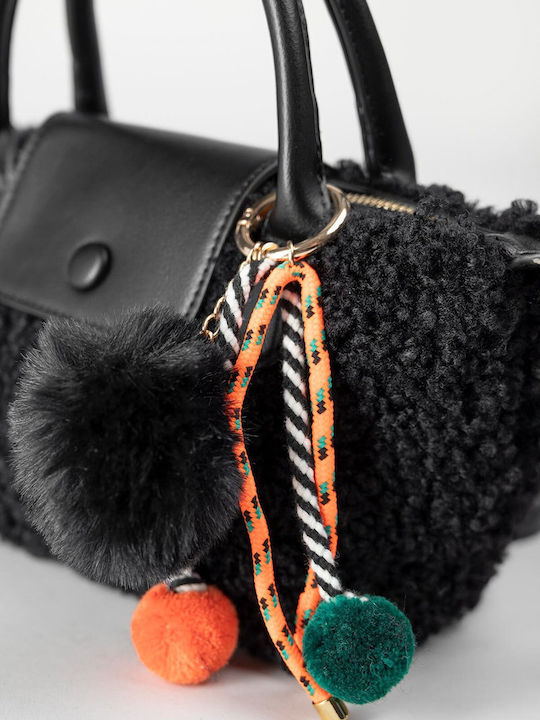 Schwarze Damen-Stoffhandtasche / Crossbody-Tasche