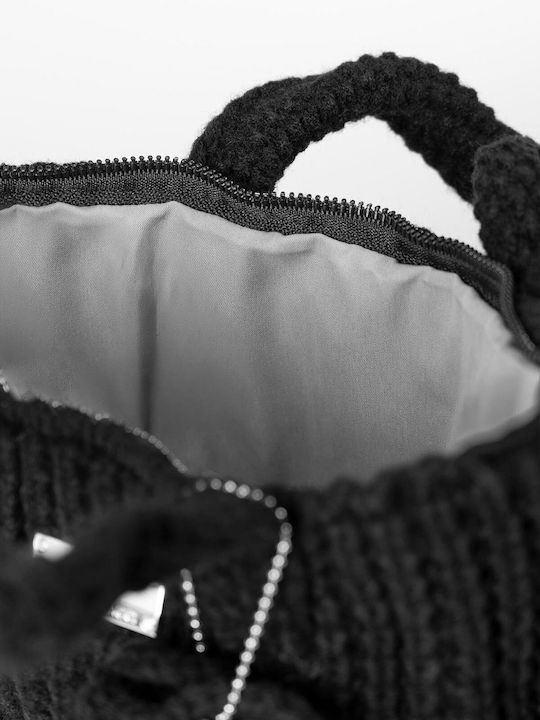 Gestrickte Schwarze Damenhandtasche / Schultertasche / Crossbody-Tasche