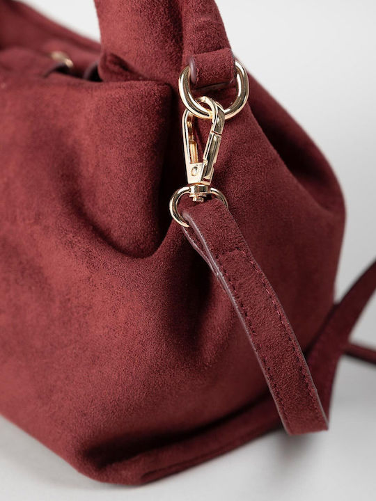 Damenhandtasche / Crossbody-Tasche aus bordeauxfarbenem Wildleder