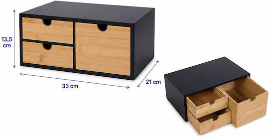 Relaxdays Sertar de Birou cu 3 Compartimente 21x13.5x33 cm Negru