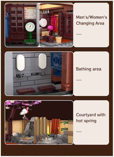 CaDA Bricks Cuburi de construit Japanese Bathroom pentru 14+ ani 1249 de piese