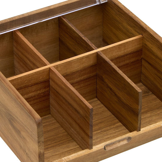 5Five Teebox / Kaffeebox mit Holzdeckel Braun 21x9,6x22 cm
