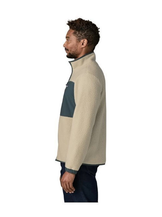 Retro Pile Men's Fleece Jacket Beige
