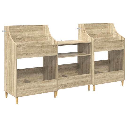 Set de Rafturi pentru Suporturi Media, 3 Buc., Stejar Sonoma, 212 x 46 x 112 cm, 3434653, Maro
