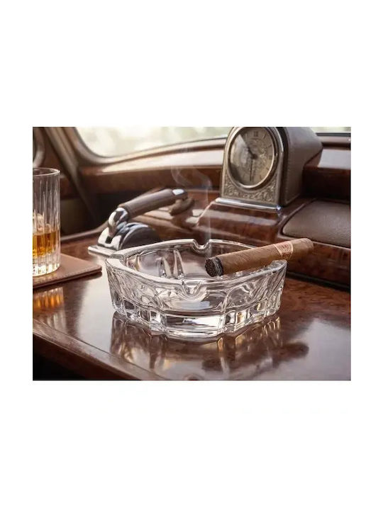 Set 6 Elegant Square Glass Ashtrays 4 Cigarette Rests Transparent