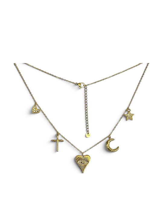 Prime Steel Halskette Mit Herzmotiv Aus Vergoldetem Stahl Prime Steel Halskette Mit Herzmotiv Aus Vergoldetem Stahl