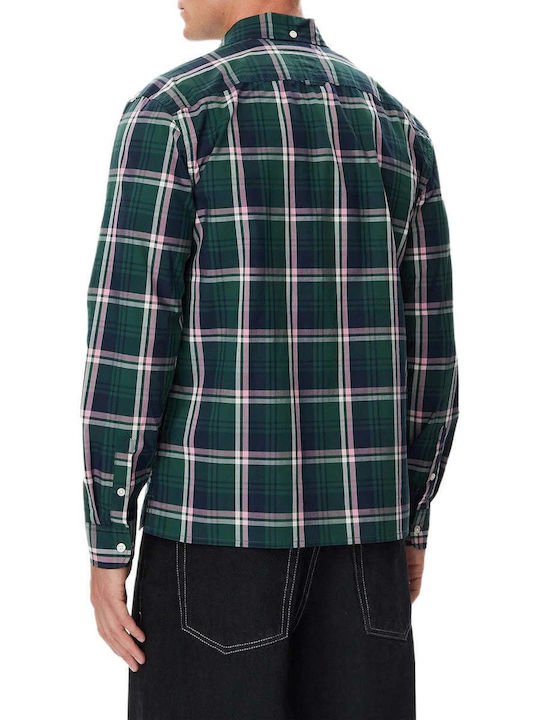 Tommy Hilfiger Long Sleeve Shirt in Regular Fit Checked Green