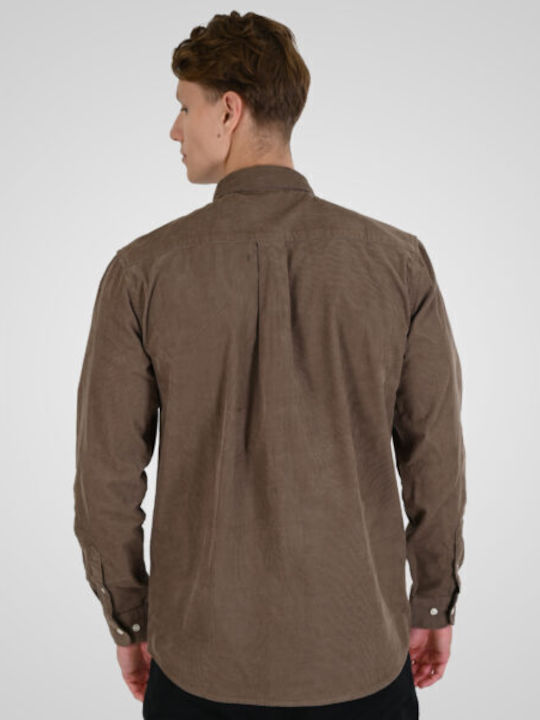 Long Sleeve Corduroy Shirt in Regular Fit Beige
