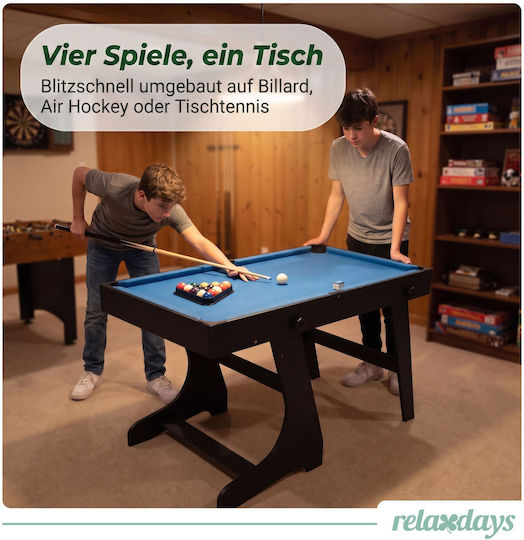 Relaxdays Подова Маса за Air Hockey Мултиигрова Дървена Сгъваема
