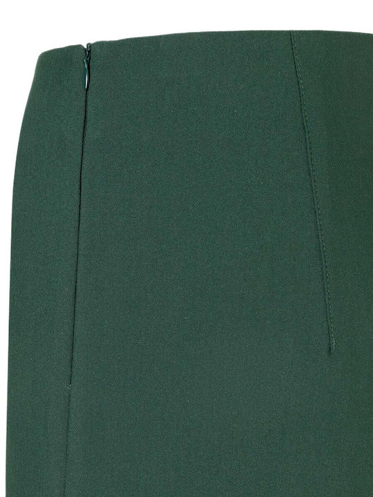 Grüne Damen-Stoffhose mit Hohem Bund und Geradem Bein