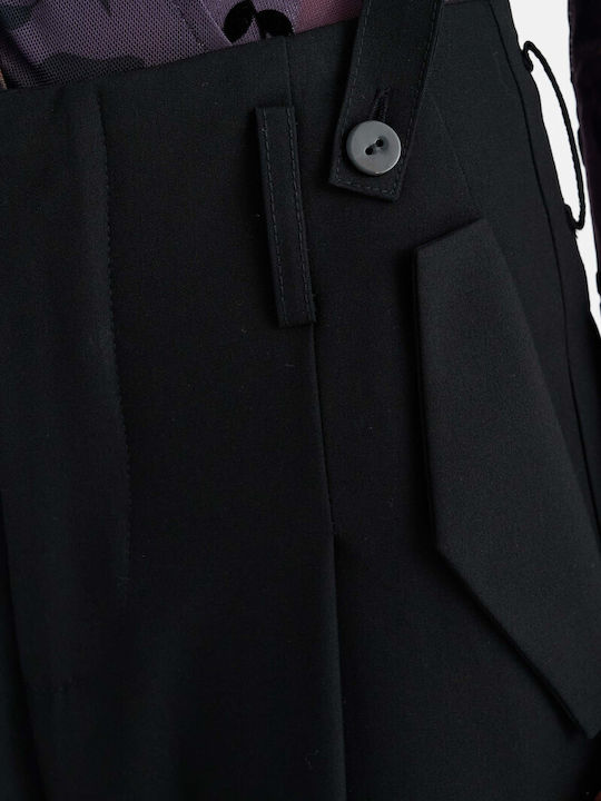 Women's Black Fabric Trousers