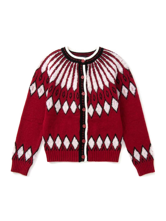 Women's Knitted Cardigan with Red-Black Buttons