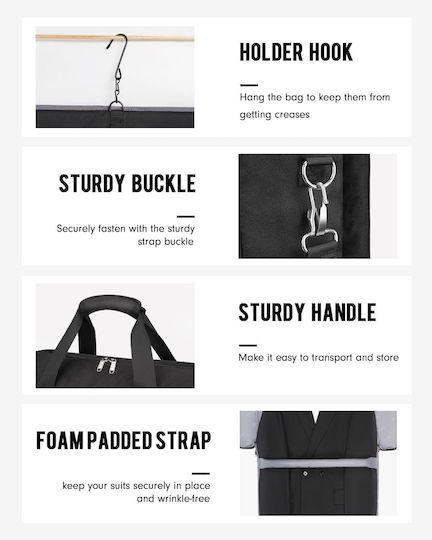Matein Fabric Hanging Storage Organizer for Bags / Suits / Clothes / Dresses / Coats / Ties / Socks in Black 58.42x20.32x57cm