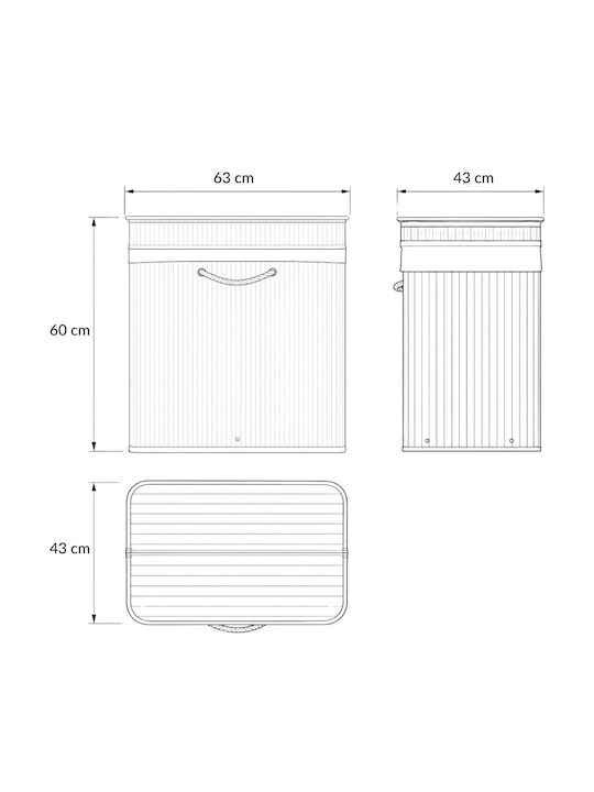 Atmosphera Bamboo Laundry Basket 150L with Lid 63x43x60cm White