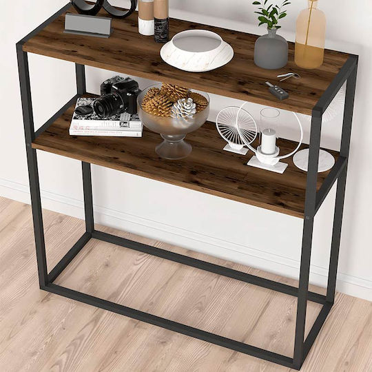 Metal Console Table Smoked Walnut GP041-0018.5 L90xW33.5xH90cm.