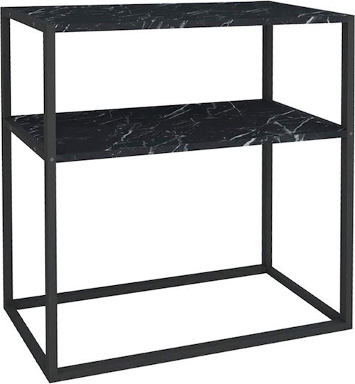 Metallkonsole mit Marmorplatte Schwarz L90xB33.5xH90cm.