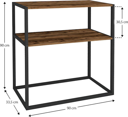 Metal Console Table Smoked Walnut GP041-0018.5 L90xW33.5xH90cm.