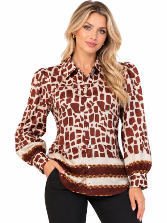 Long Sleeve Women's Brown Shirt WG-FY-9002-27SH-BROWN