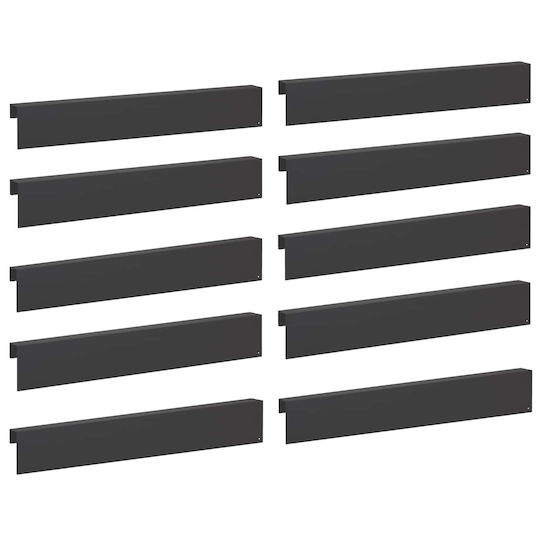 Garden Edging Profiles 10 Pcs 100 x 6 x 15 cm Steel Black 8012949 Black