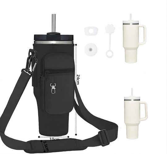 Travel Bag Cover Stanley 40 Oz Mug Adjustable Pocket Black