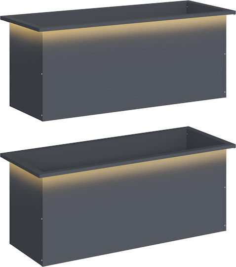 vidaXL Set of 2 Metal Planter Boxes Anthracite