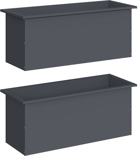 vidaXL Set of 2 Metal Planter Boxes Anthracite