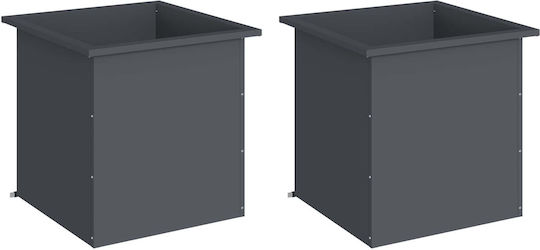vidaXL Set of 2 Metal Planter Boxes Anthracite