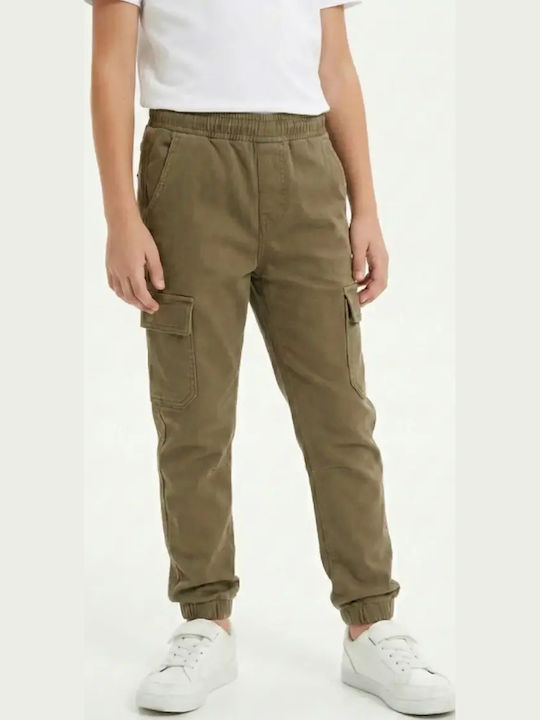 Joyce Kids Fabric Cargo Trousers Khaki