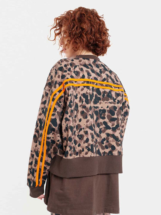 Damen-Sweatshirt Braun Leopard