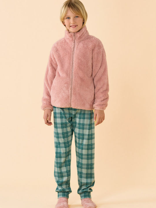 Noidinotte Kids’ Winter Fleece Robe Pink