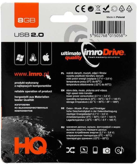 IMRO Pendrive 8GB USB 2.0 Флашка Черна