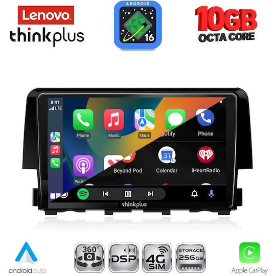 Lenovo Auto-Audiosystem für BMW X2 / X6 Honda Civic 2016–2021 (Bluetooth/USB/WiFi/GPS/Apple CarPlay/Android Auto) mit 9-Zoll-Touchscreen