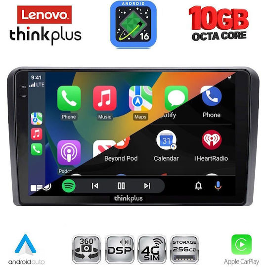 Lenovo Auto-Audiosystem für BMW X2 / X6 Ford Transit Custom / Tourneo Custom 2019–2025 (Bluetooth/USB/WiFi/GPS/Apple CarPlay/Android Auto) mit 10-Zoll-Touchscreen