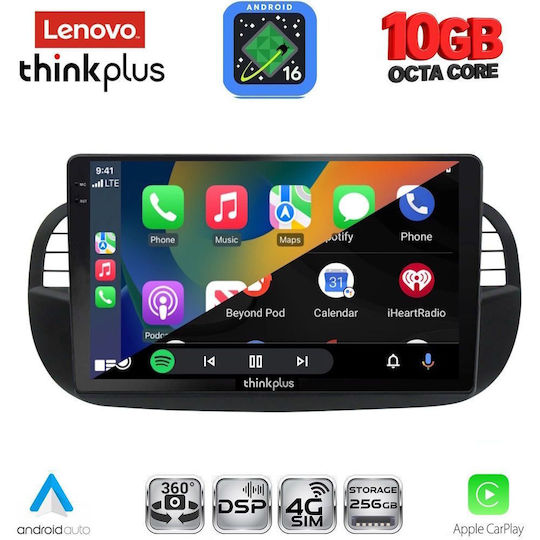 Lenovo Auto-Audiosystem für Fiat 500 BMW X2 / X6 2007-2015 (Bluetooth/USB/WiFi/GPS/Apple-Carplay/Android-Auto) mit 9" Touchscreen