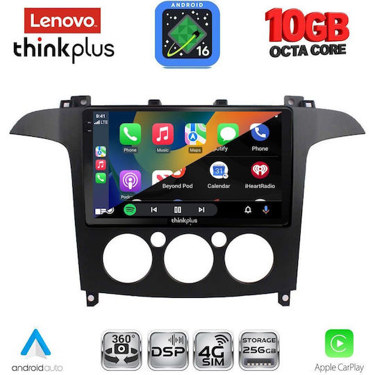 Lenovo Auto-Audiosystem Für BMW X2 / X6 Ford S-Max 2006–2014 Mit A/C (Bluetooth/USB/WiFi/GPS/Apple CarPlay/Android Auto) Mit 9-Zoll-Touchscreen