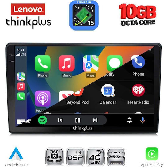 Lenovo Auto-Audiosystem für BMW X2 / X6 Audi A4 2002–2008 (Bluetooth/USB/WiFi/GPS/Apple CarPlay/Android Auto) mit 9-Zoll-Touchscreen