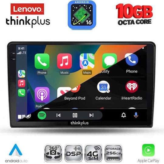 Lenovo Auto-Audiosystem für BMW X2 / X6 Ford Fiesta 2018–2025 (Bluetooth/USB/WiFi/GPS/Apple-CarPlay/Android-Auto) mit 10-Zoll-Touchscreen