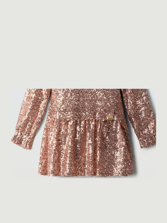 Girls’ Long Sleeve Dress with Pink Sequins