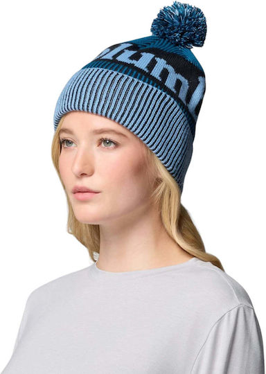 Polar Powder III Pom Pom Beanie Unisex Fleece Knitted Beanie in Blue