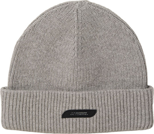 Căciulă Bărbătească Beanie cu Tricotaj Rib în Culoare Gri