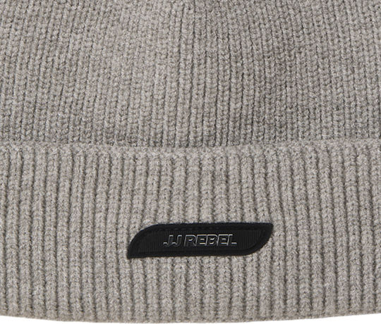 Căciulă Bărbătească Beanie cu Tricotaj Rib în Culoare Gri